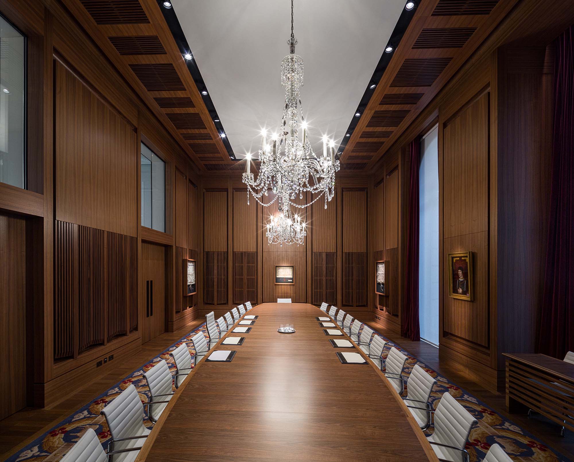 a board room with large table