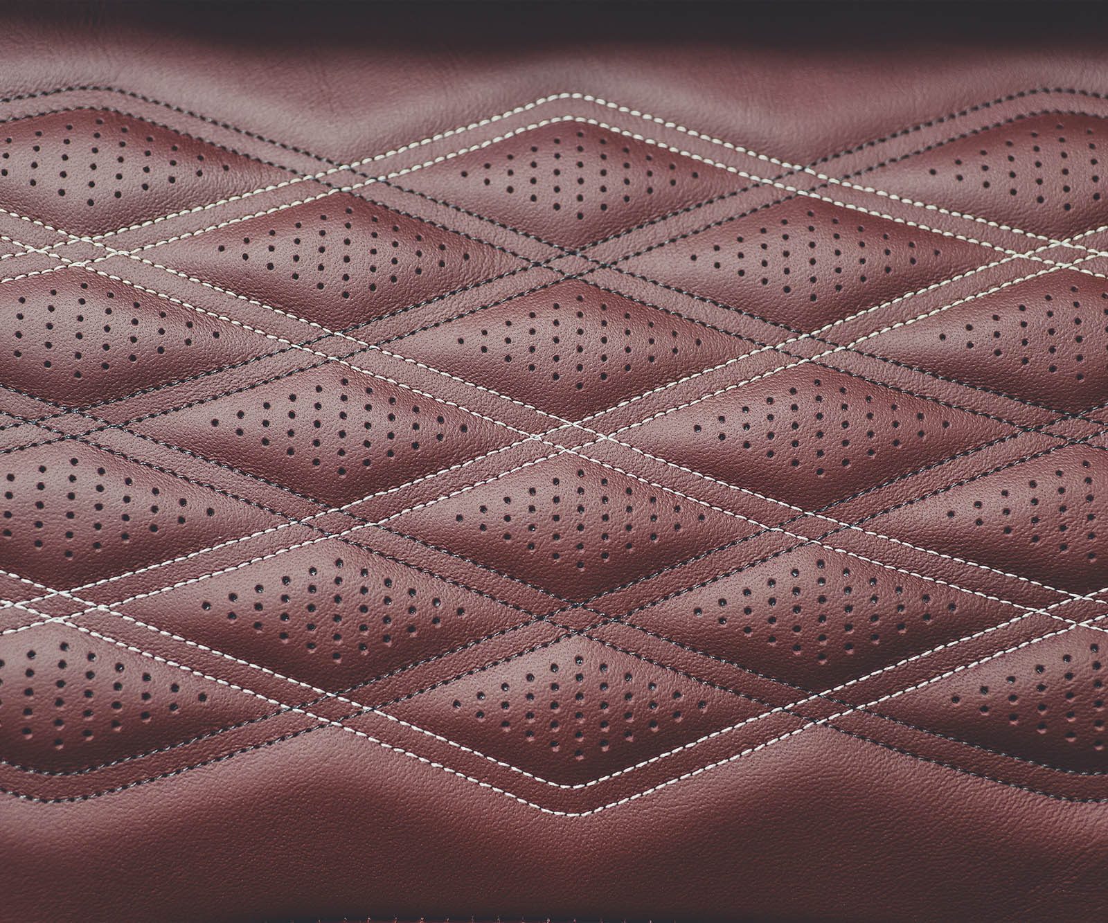 red stitched leather