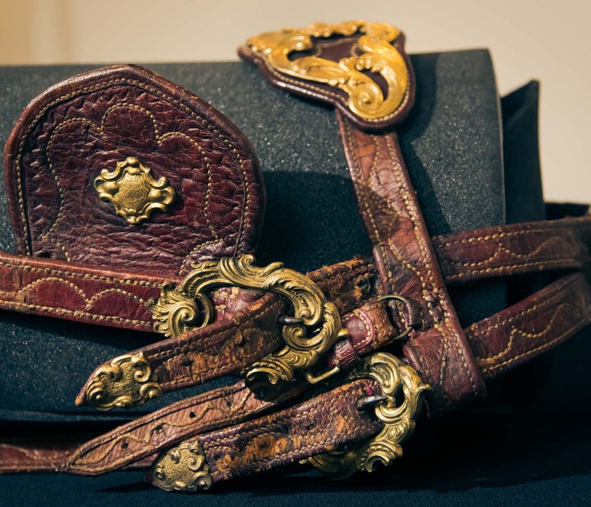 a historic piece of equestrian leather