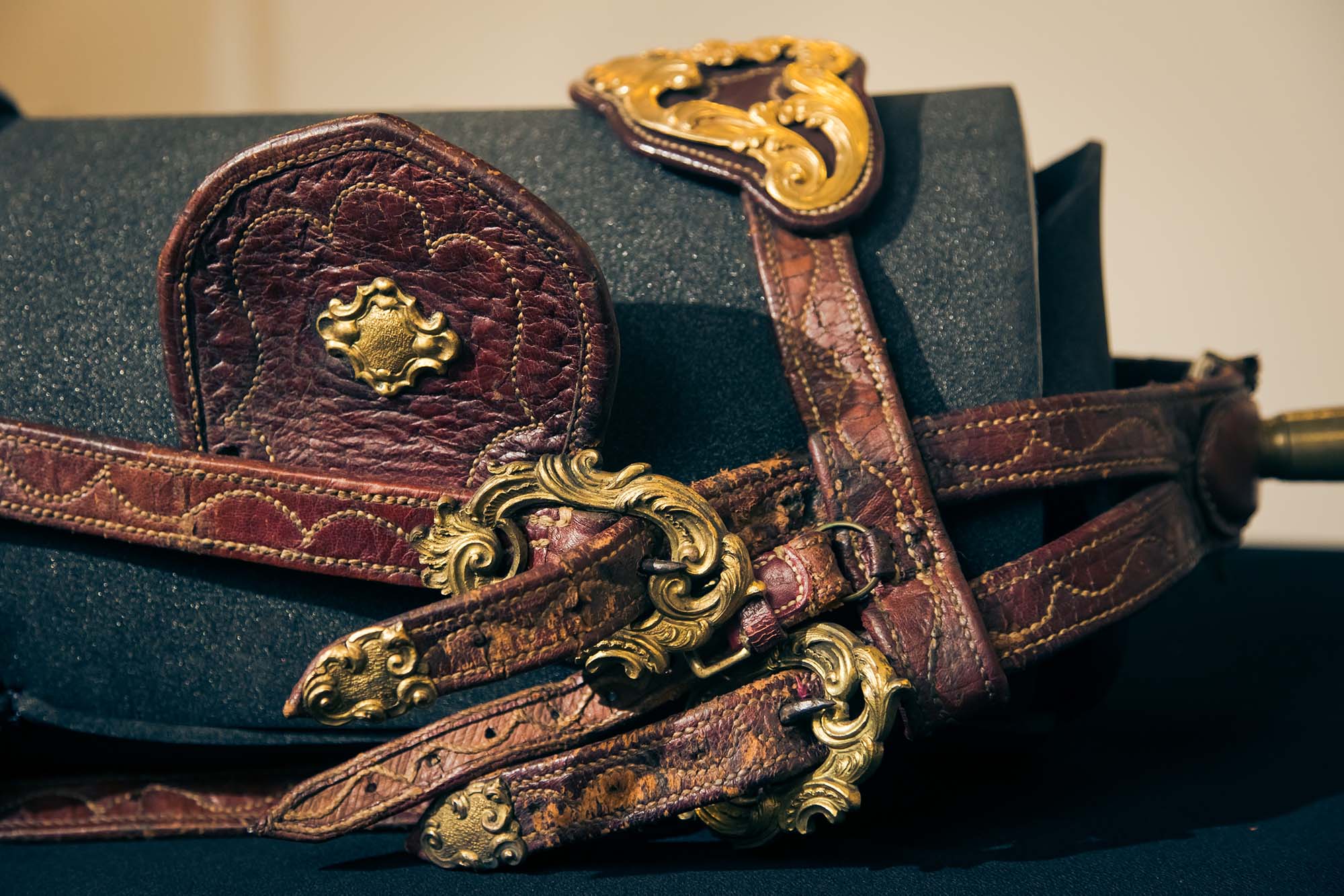a historic piece of equestrian leather