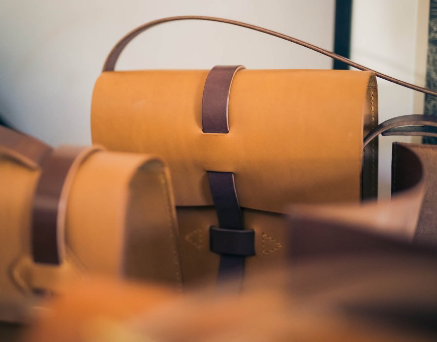 Brown leather bags