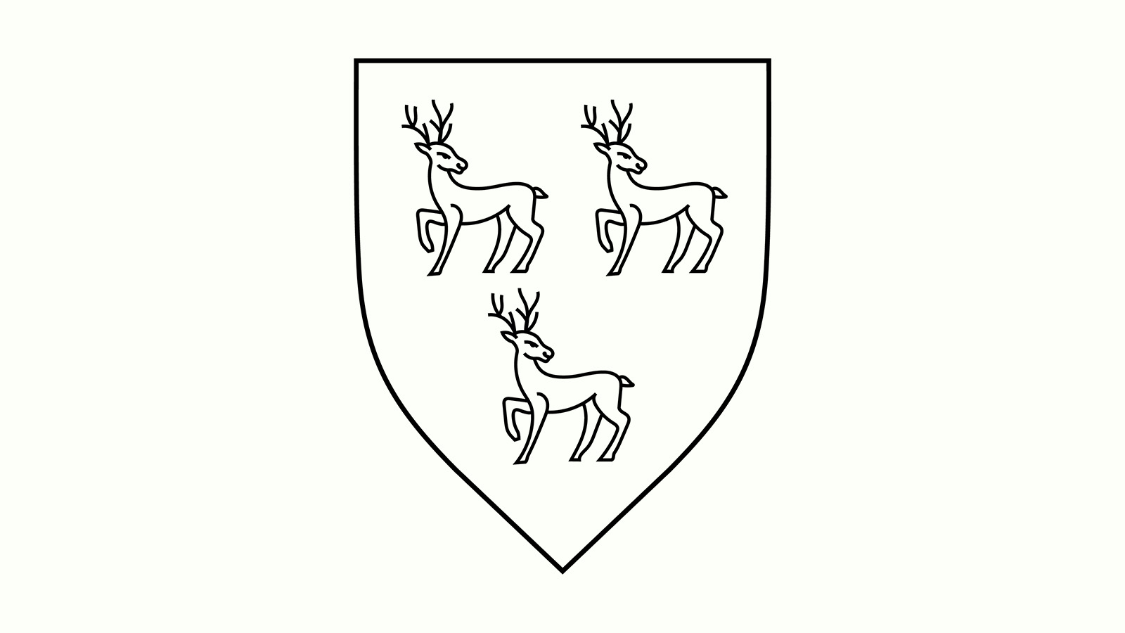 a black line logo showing three roebucks in a shield