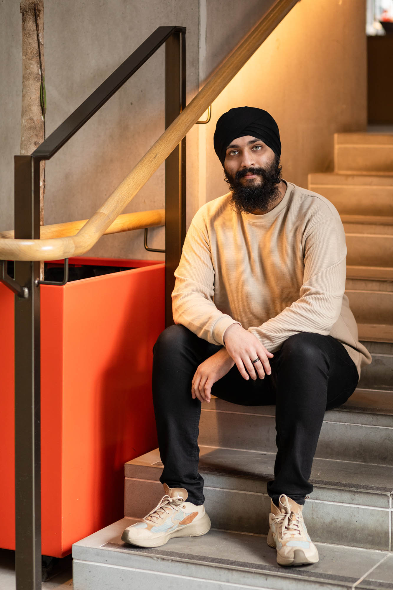 man sitting on stairs