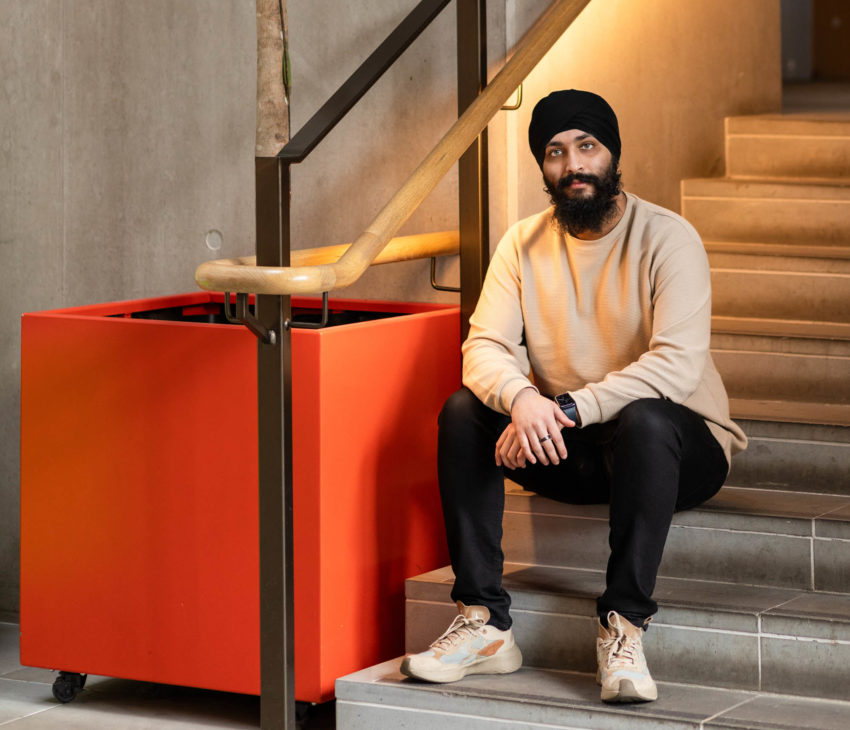 man sitting on stairs