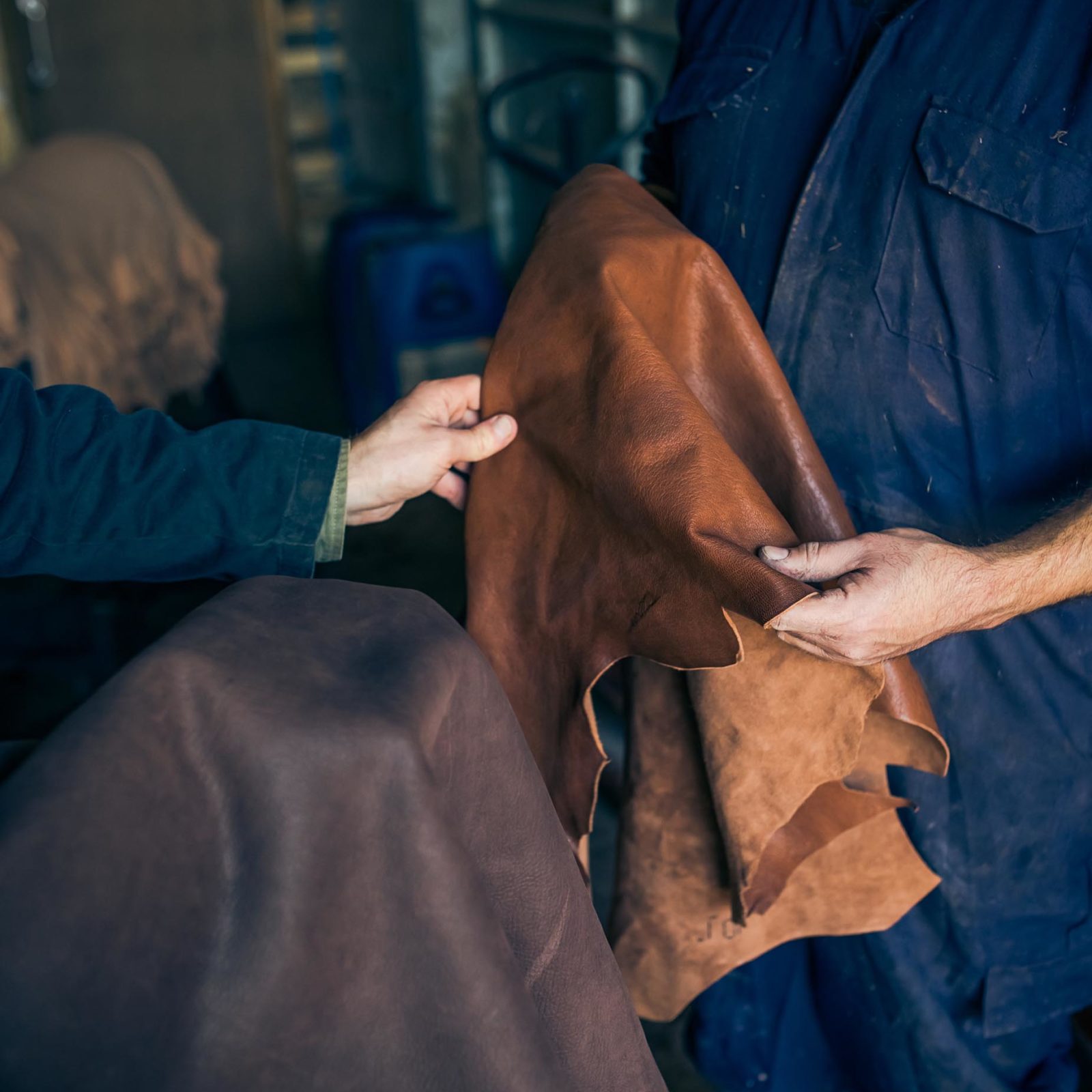 tanners holding leather